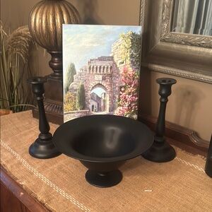 Elegant Black Candle Holder Set